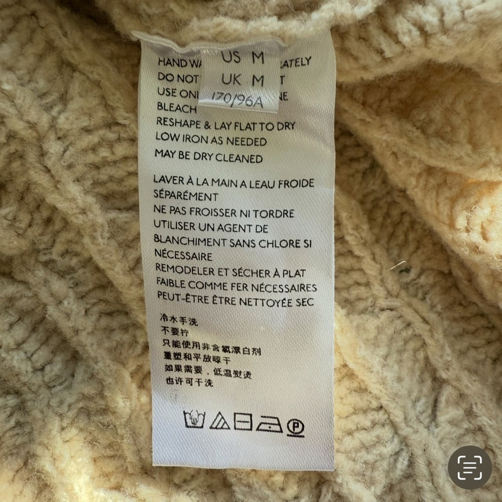 Free People Mae Cable Knit Cardigan Sweater - Tan Size M Boho Cozy Chic Neutral - Picture 13 of 14